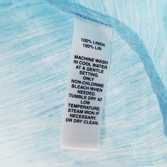 Saks Fifth Avenue 100% Linen Button Front Shirt Blue Womens Size Small - Picture 9 of 10